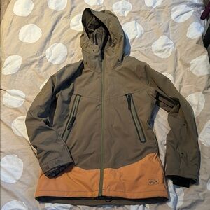 Billabong Green and Orange Hooded snowboard Jacket